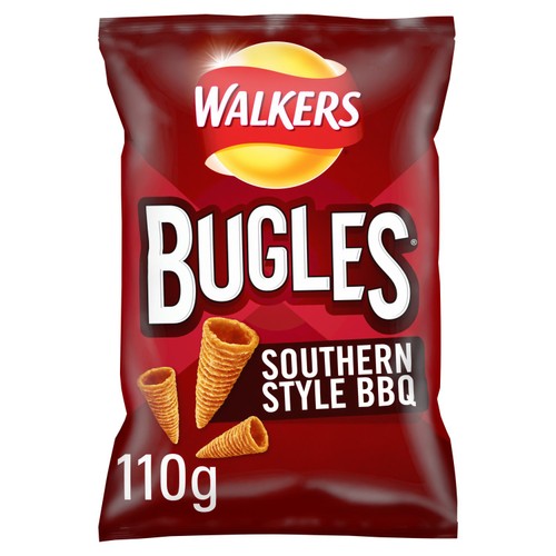 Walkers Bugles Southern Style BBQ Sharing Snacks Crisps 110g (Pack of 3)