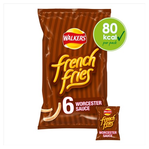 Walkers French Fries Worcester Sauce Multipack Snacks Crisps 6x18g (Pack of 3)
