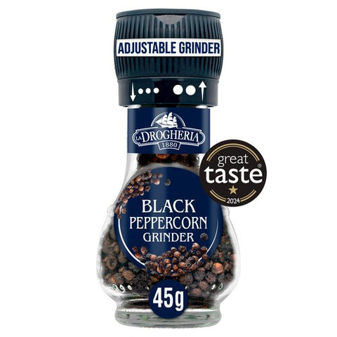 La Drogheria Black Pepper Corn Mill Adjustable Grinder 45g (Pack of 2)