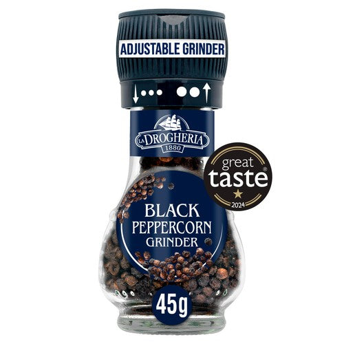La Drogheria Black Pepper Corn Mill Adjustable Grinder 45g (Pack of 2)