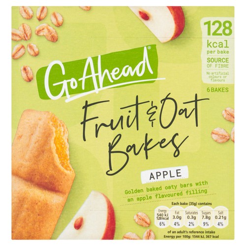 Go Ahead Apple Fruit & Oat Bakes Snack Bars Multipack 6 x 35g (Pack of 3)