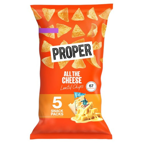 PROPERCHIPS Multipack Chips All the Cheese Lentil Chips 5 x 14g (Pack of 6)
