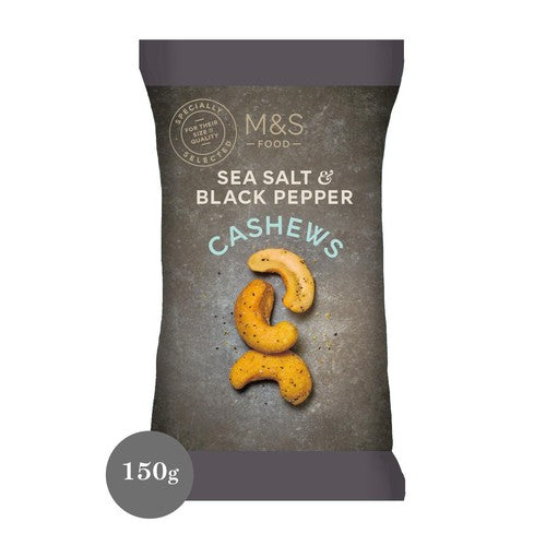M&S Sea Salt & Black Pepper Cashews 150g (Pack of 3)