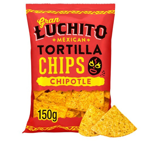Gran Luchito Chipotle Corn Tortilla Chips 150g (Pack of 3)