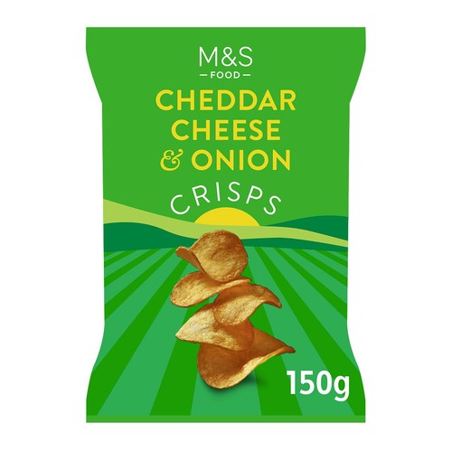 M&S Cheddar Cheese & Onion Crisps 150g (Pack of 3)