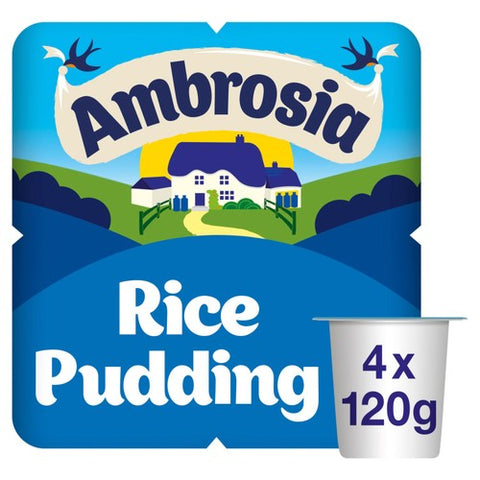 Ambrosia Rice Pudding Dessert Snack Pots 4 x 120g (Pack of 2)