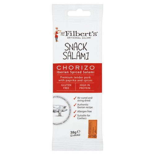 Mr Filbert's Snack Salami Chorizo 38g (Pack of 6)