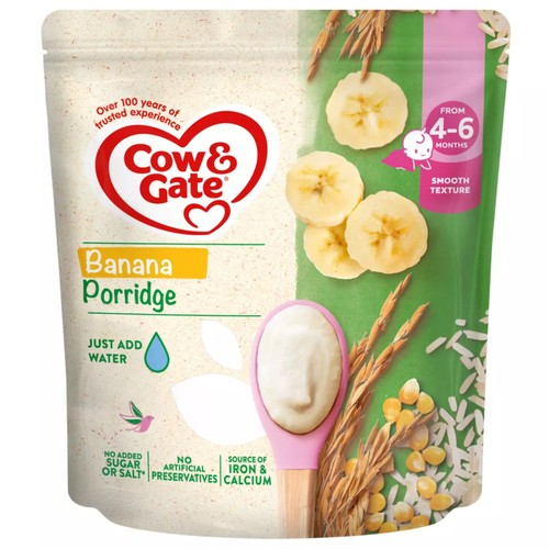 Cow & Gate Banana Porridge Baby Cereal 4-6+ Months 125g (Pack of 3)
