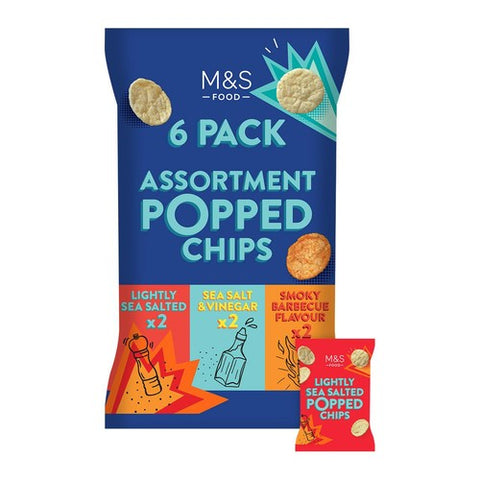 M&S Assorted Popped Potato Chips Multipack 6 x 20g (Pack of 3)