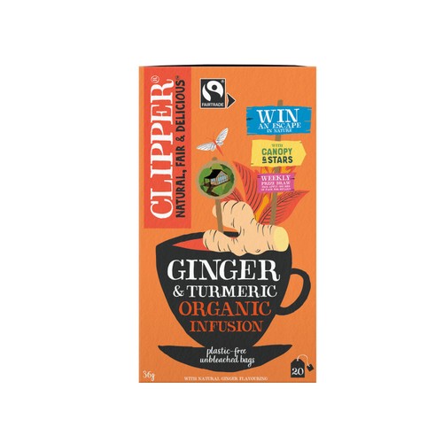 Clipper Organic Restoring Roots Ginger Turmeric 20 Tea Bags 20's (Pack 3)