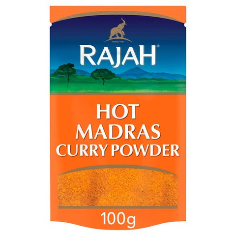 Rajah Spices Ground Hot Madras Curry Powder 100g (Pack of 2)