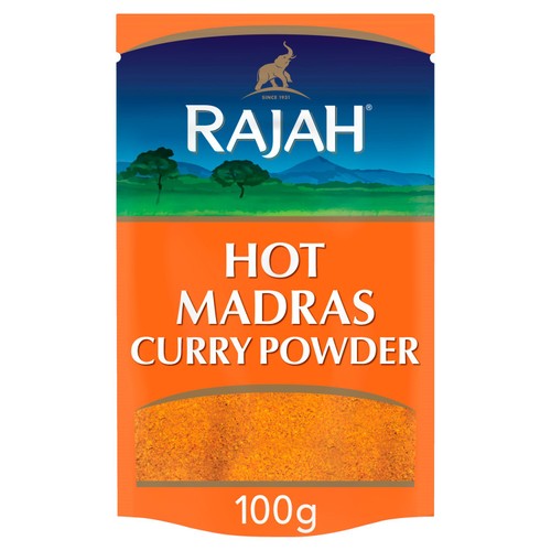 Rajah Spices Ground Hot Madras Curry Powder 100g (Pack of 2)