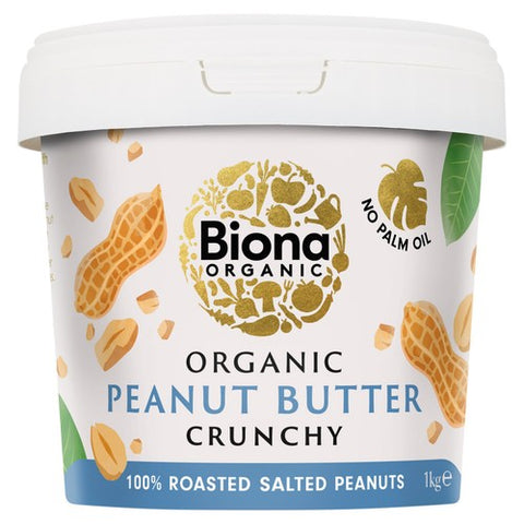 Biona Organic Peanut Butter Crunchy 1kg (Pack of 2)