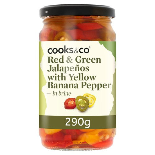 Cooks & Co Tri-Colour Jalapeno Slices 290g (Pack of 2)
