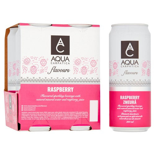AQUA Carpatica Sparkling Flavours Raspberry 4 x 330ml (Pack of 2)