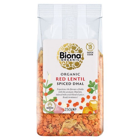 Biona Organic Spiced Red Lentil Dhal 250g (Pack of 2)