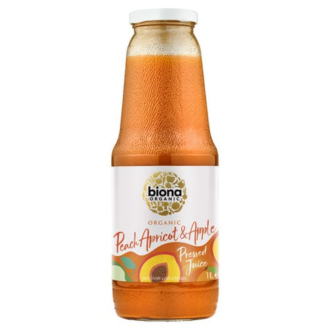 Biona Organic Pressed Peach, Apricot & Apple Juice 1L (Pack of 2)