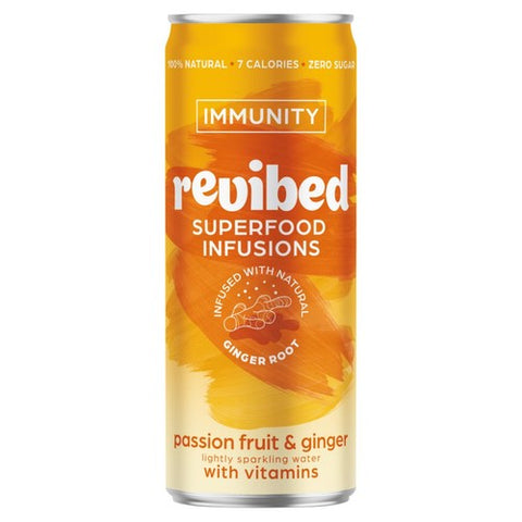 Revibed Immunity Passionfruit Ginger Infused Sparkling Water 250ml (Pack 6)