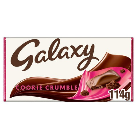 Galaxy Cookie Crumble & Milk Chocolate Block Bar Vegetarian 114g (Pack of 3)