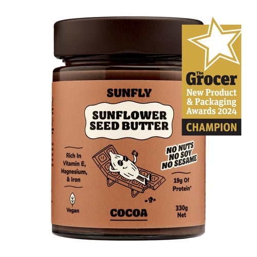 SUNFLY Sunflower Seed Butter, Cocoa Spread 330g (Pack of 2)