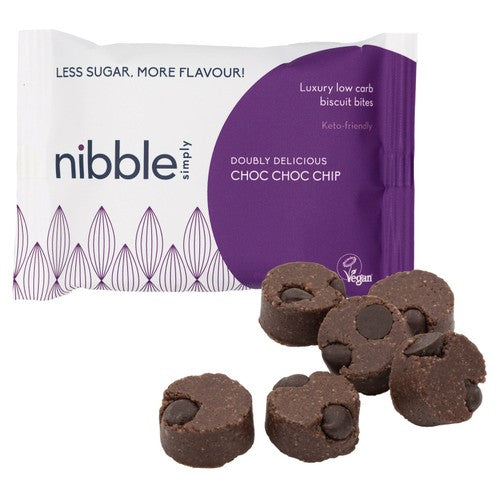 Nibble Simply Doubly Delicious Choc Choc Chip Biscuit Bites 36g (Pack 3)