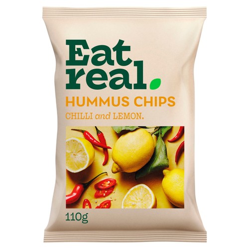 Eat Real Hummus Chips Chilli & Lemon Sharing 110g (Pack of 3)