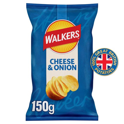 Walkers Cheese & Onion Sharing Bag Crisps 150g (Pack of 3)
