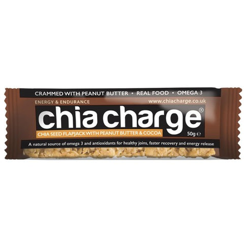 Chia Charge Peanut Butter & Cocoa Chia Seed Flapjack 50g (Pack of 3)
