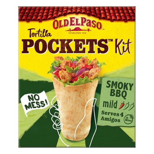 Old El Paso 8 Mild Smoky BBQ Tortilla Pocket Kits 380g (Pack of 2)