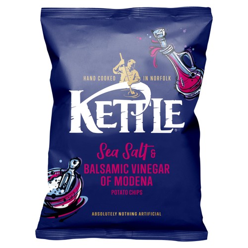 KETTLE Chips Sea Salt & Balsamic Vinegar of Modena 130g (Pack of 3)
