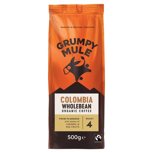 Grumpy Mule Colombia Organic Coffee Beans 500g (Pack of 2)