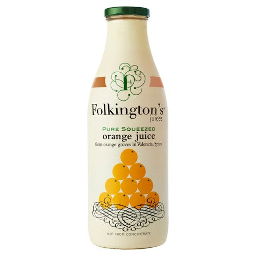 Folkington's Juices Pure Squeezed Orange Juice 1L (Pack of 2)