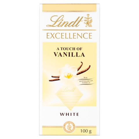 Lindt Excellence Natural Vanilla White Chocolate Bar 100g (Pack of 3)