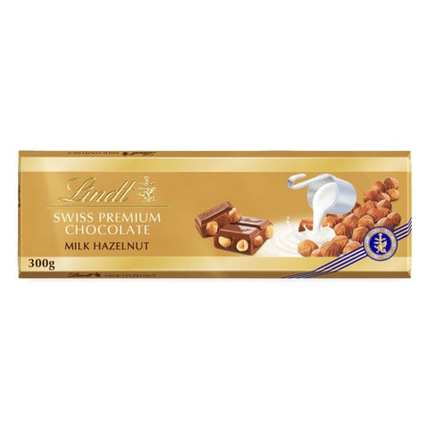 Lindt Gold Swiss Premium Milk Chocolate Hazelnut Bar 300g (Pack of 3)