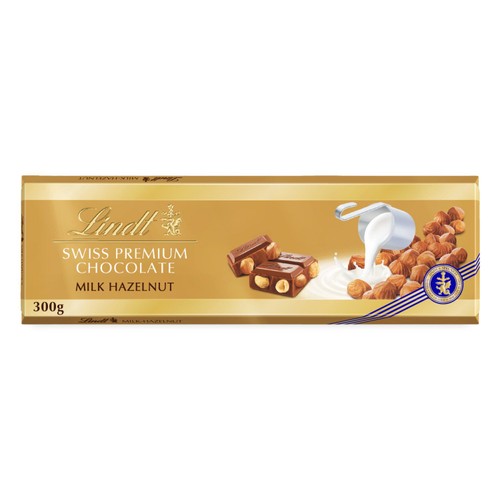 Lindt Gold Swiss Premium Milk Chocolate Hazelnut Bar 300g (Pack of 3)