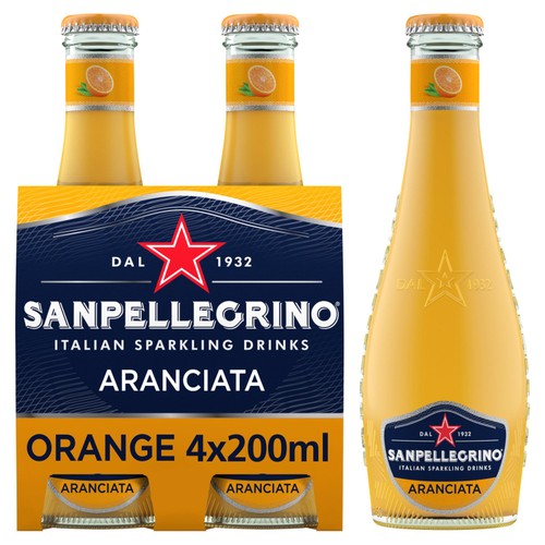 San Pellegrino Classic Taste Orange Glass 4 x 200ml (Pack of 2)