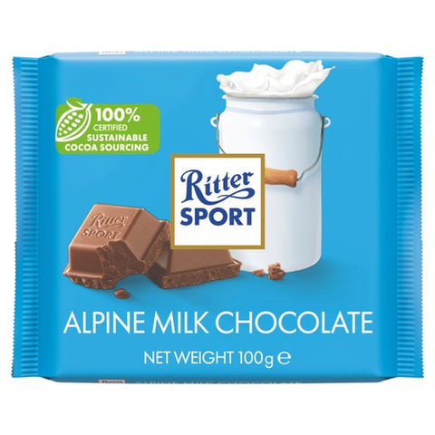 Ritter Sport Alpine Milk Chocolate 100g (Pack of 3)