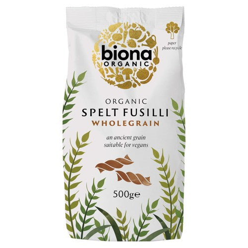 Biona Organic Spelt Wholegrain Fusilli Pasta 500g (Pack of 3)
