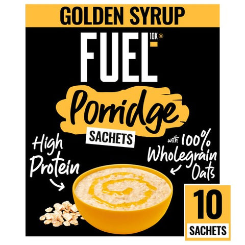 FUEL 10K Golden Syrup Protein Porridge Oat Cereal Sachets 10 x 36g (Pack of 3)