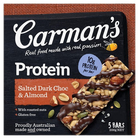 Carmans Kitchen Salted Dark Choc Almond Protein Bar 5 x 40g (Pack of 3)