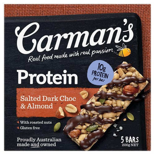 Carmans Kitchen Salted Dark Choc Almond Protein Bar 5 x 40g (Pack of 3)