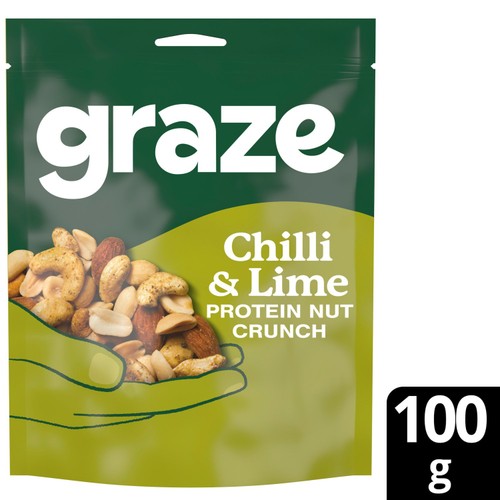 Graze Chilli & Lime Protein Mixed Nuts Sharing Bag Snack 100g (Pack of 3)