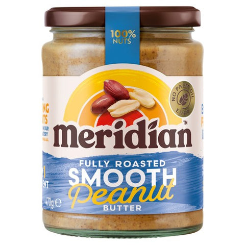 Meridian Smooth Peanut Butter 100% Nuts 470g (Pack of 2)