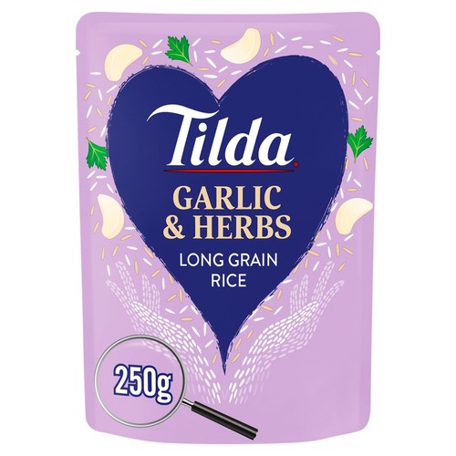 Tilda Microwave Garlic and Herbs Long Grain Rice 250g (Pack of 2)