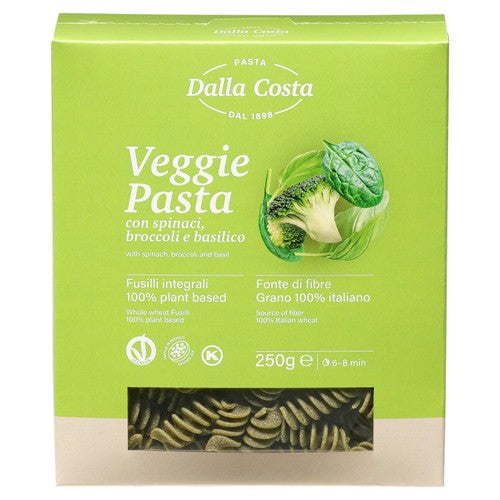 Dalla Costa Veggie pasta with spinach broccoli and basil 250g (Pack of 3)