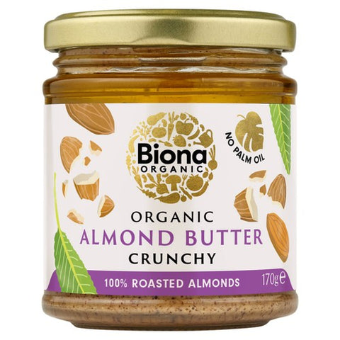 Biona Organic Almond Butter - Crunchy 170g (Pack of 3)
