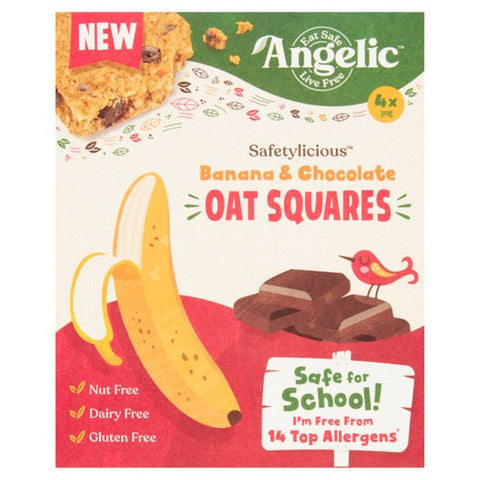Angelic Free From Banana & Chocolate Oat Squares 120g (Pack of 3)