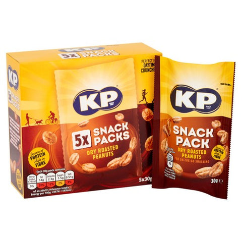 KP Dry Roasted Peanuts Multipack 5 x 30g (Pack of 2)
