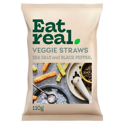 Eat Real Sea Salt & Black Pepper Veggie Straws 110g (Pack of 3)
