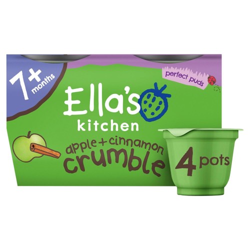 Ella's Kitchen Organic Apple+Cinnamon Crumble Pudding 7m+, 4 x 80g (Pack 2)